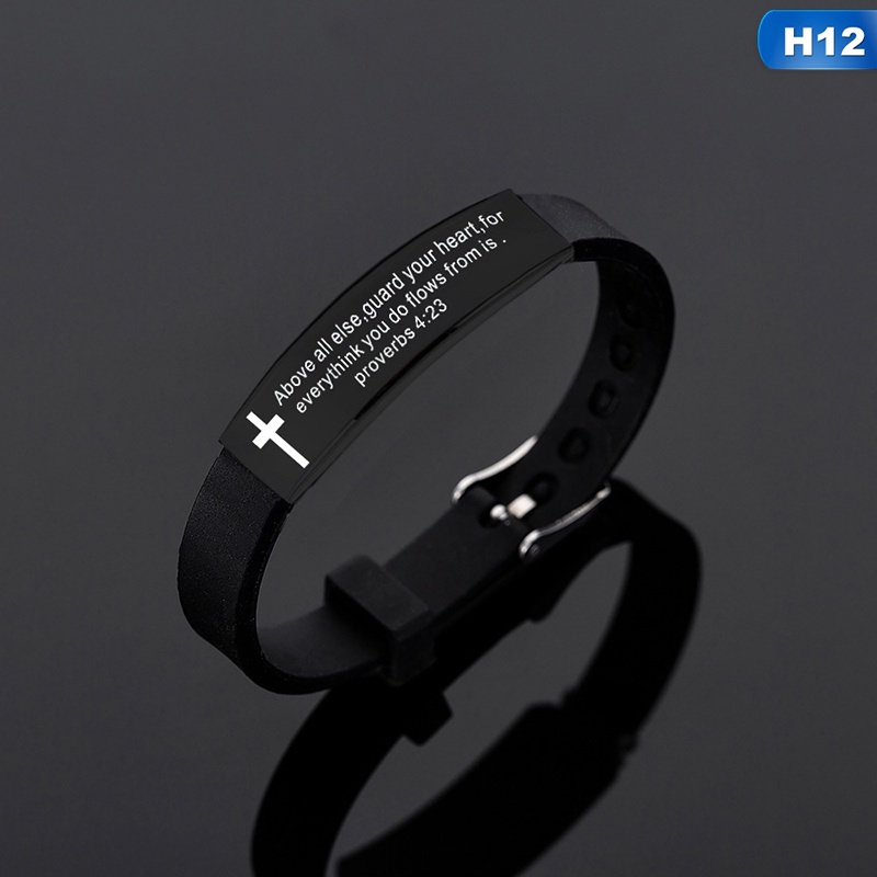 Bbyter Vòng Tay Silicone Khắc Chữ Thập Chúa Jesus Bằng Thép Titan