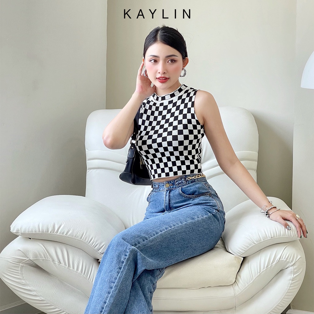 Quần jean nữ dáng suông phối xích vàng KAYLIN - N1688