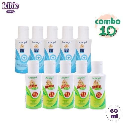 [COMBO 5 BB & 5 MILKY] Sữa Tắm Gội Lactacyd Milky, BB Giảm Hăm Tã, Rôm Sảy Cho Bé ( 60ml )