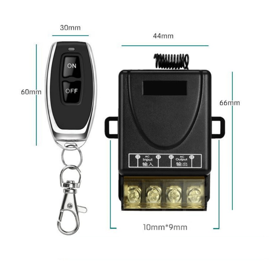 Công tắc điều khiển từ xa Rf 100m/3000w/30A/220V RF 433Mhz chuyên dùng cho máy rửa xe motor bơm nước 2hp.