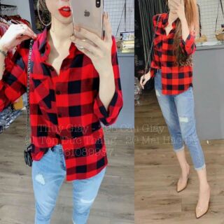 Sơ mi kẻ đỏ siêu hót