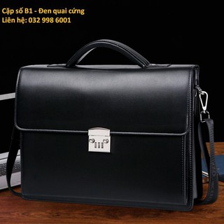 [CẶP SÔ] Cặp da nam khóa số B1 đen