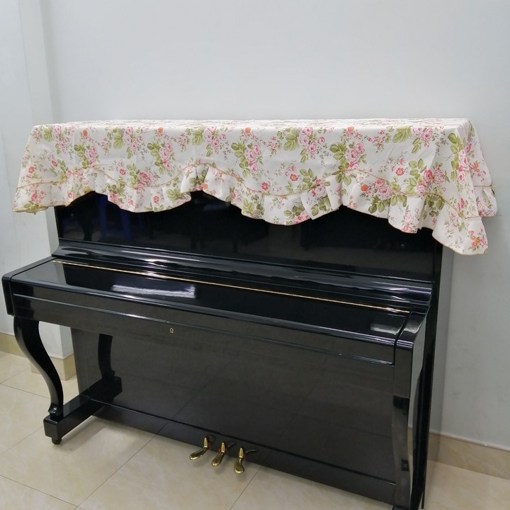 BỘ KHĂN PHỦ ĐÀN PIANO CƠ VÀ PHỦ GHẾ ĐÀN MẪU HOA XUÂN NHẬP KHẨU