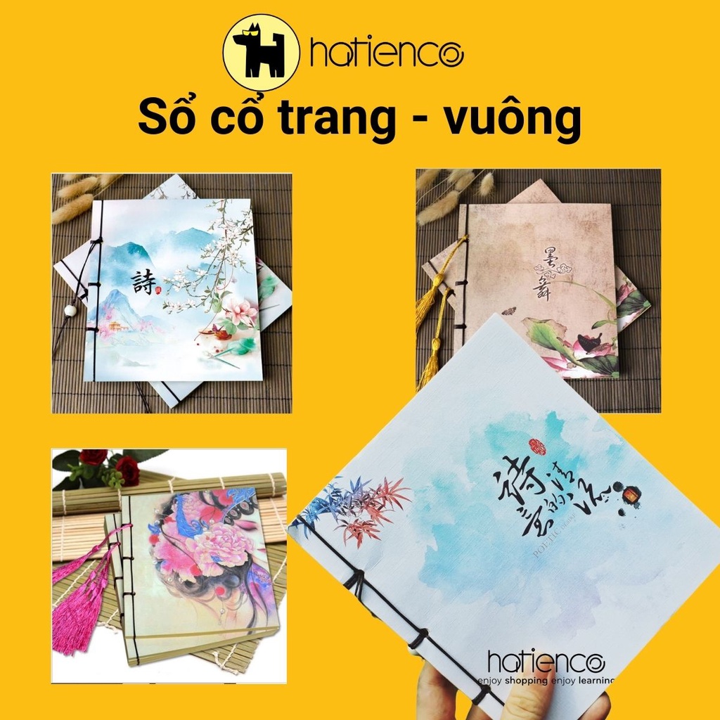 Sổ cổ trang, sổ vintage giấy kraft vàng không hàng 140 trang