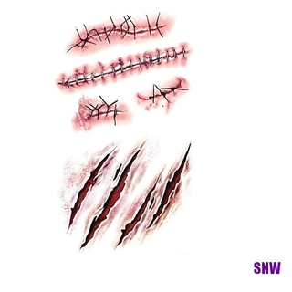 (Hàng Mới Về) Set 3 Hình Xăm Dán 3d Giả Vết Sẹo Kinh Dị Hóa Trang Halloween