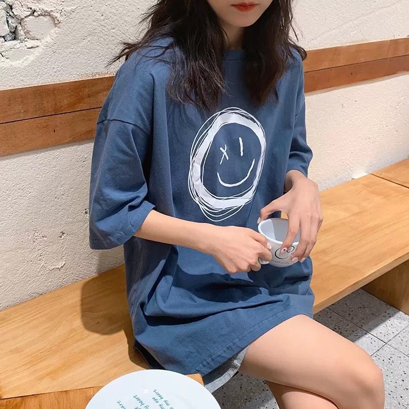 Áo thun tay lỡ❤ có size unisex Mặt cười X