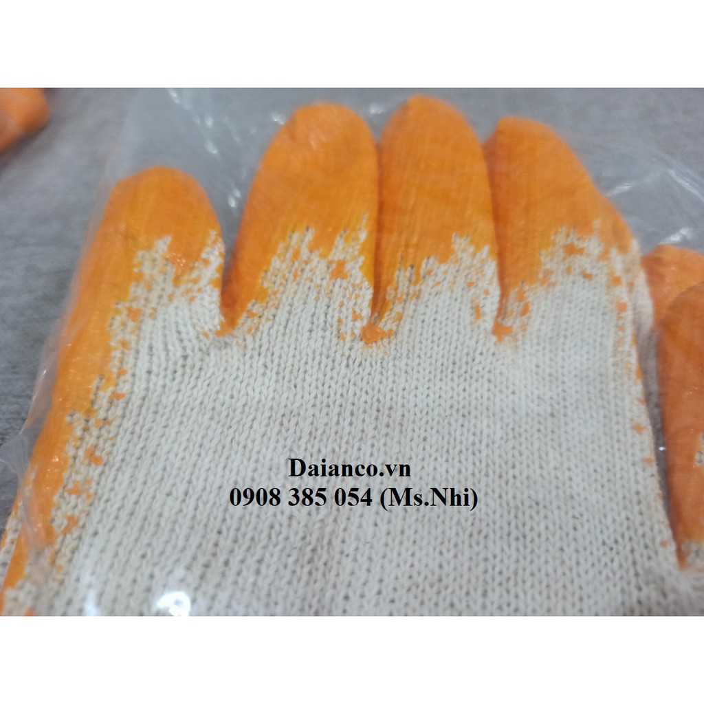 Combo 10 đôi Găng tay phủ sơn màu cam - hình thật - hàng sẵn