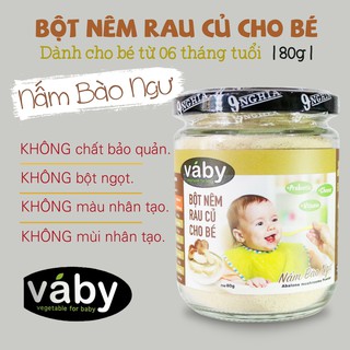 Bột nêm Nấm Bào Ngư & Phô Mai dành cho bé ăn dặm VABY Hộp 48g (6 x gói 8g) - Gia vị nêm và rắc dành cho bé từ 6 tháng
