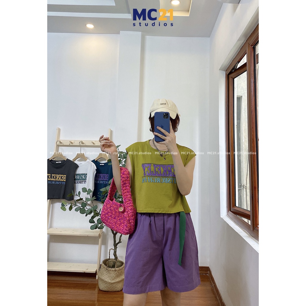 Quần sooc kaki ống rộng MINIONCLOTHING lưng cạp cao short Unisex nam nữ Ulzzang Streetwear Hàn Quốc bigsize Q3205