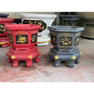 Combo khuôn chậu lục giác 25 kèm chân đôn kỷ mẫu hoa