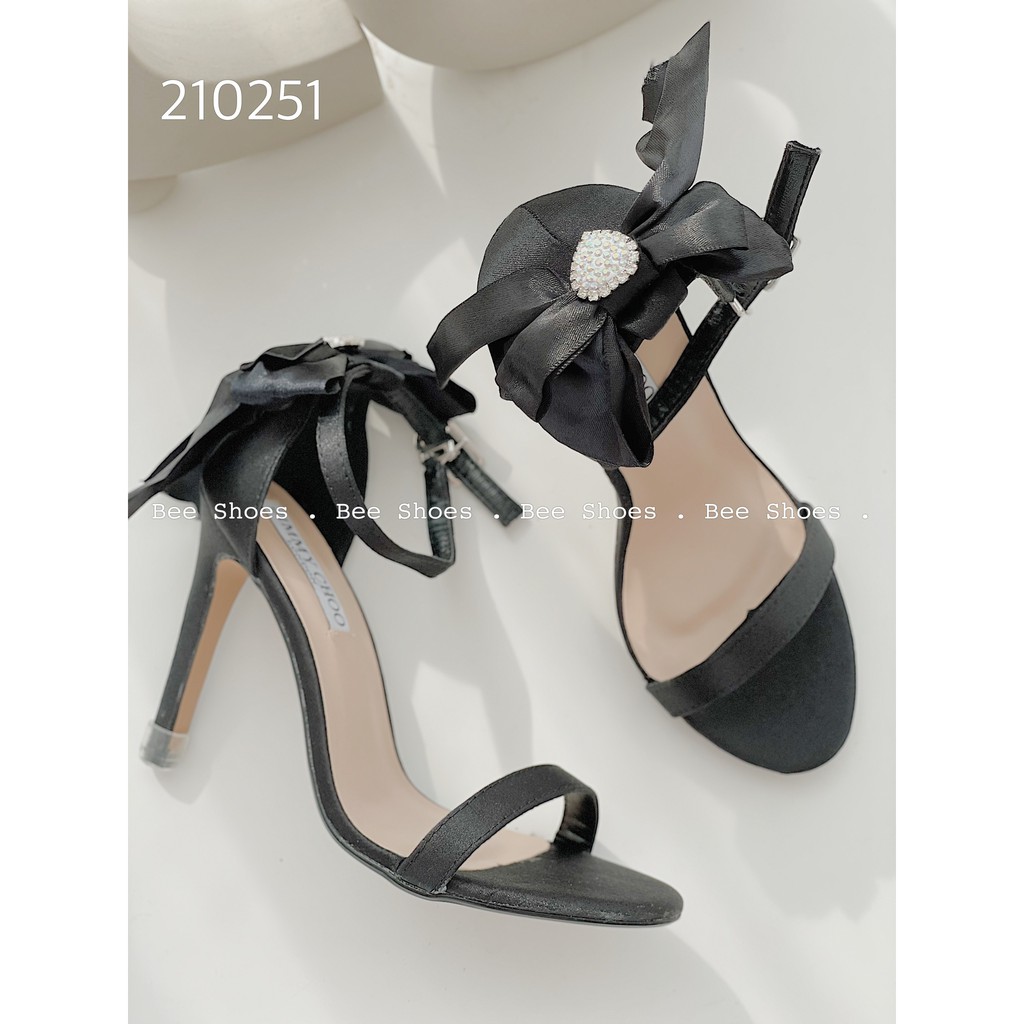 BEESHOES - SANDAL NỮ MŨI TRÒN QUAI NGANG TRƠN - SANDAL NỮ MŨI TRÒN GÓT NHỌN CAO 9 PHÂN SẴN MÀU ĐEN - TRẮNG - BE 210251