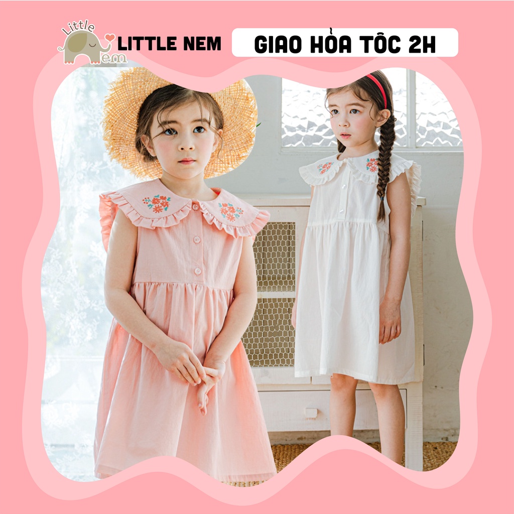 Váy bé gái Hàn Quốc Bebezoo cao cấp _ Cổ hoa