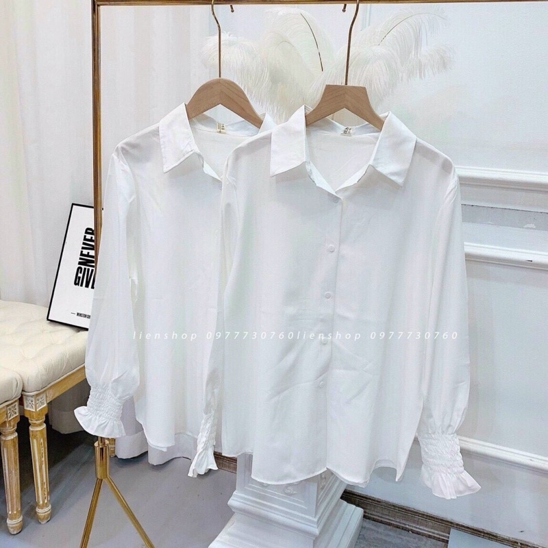 Áo Sơmi Trắng Tay Chun Cổ Đức Siêu Xinh, Áo Sơmi Nữ Có Ảnh Thật | BigBuy360 - bigbuy360.vn