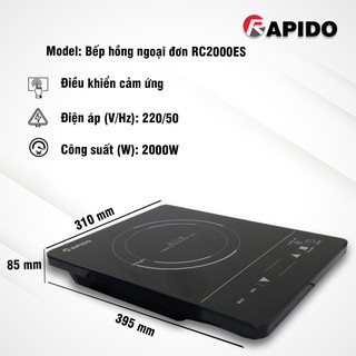 ☑️  Bếp hồng ngoại đơn Rapido RC2000ES