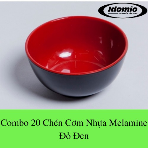 Set 20 Chén Cơm Nhựa Melamine Đỏ Đen - Fataco