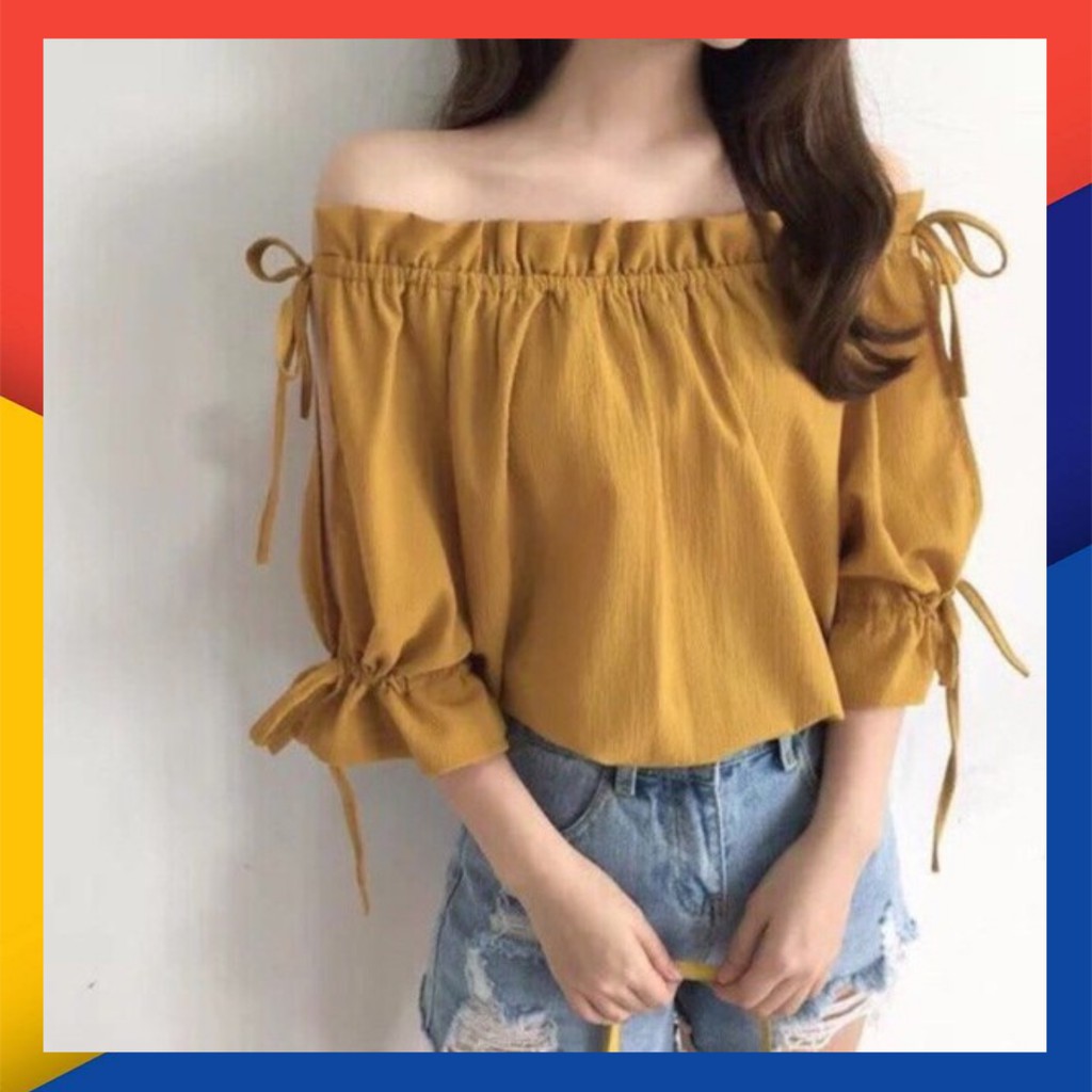 Áo trễ vai tay bo siêu dễ thương