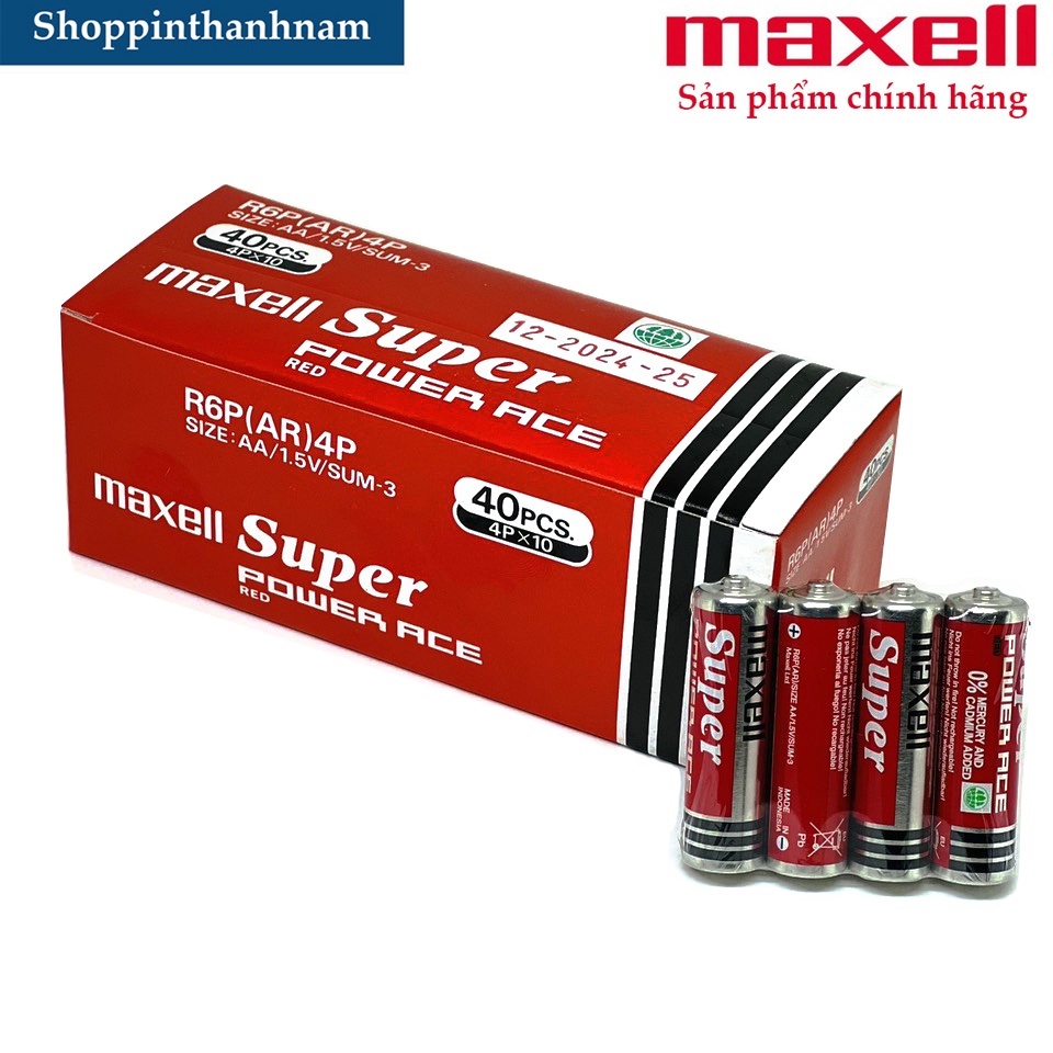 Hộp 40 Viên Pin AA Maxell Tiểu Super Power Chính Hãng