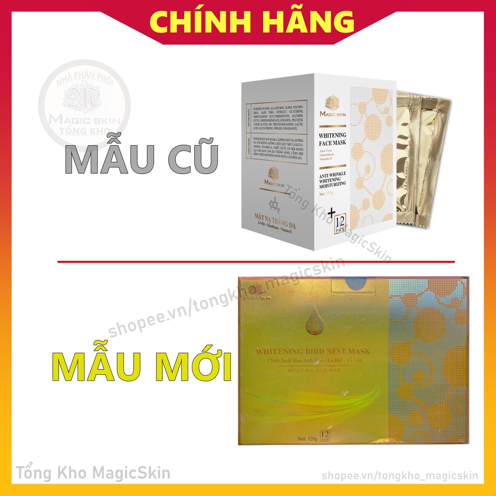 Mặt nạ cấy trắng dịch yến [HỘP 12 GÓI]  Magic Skin Whitening Bird Nest Mask