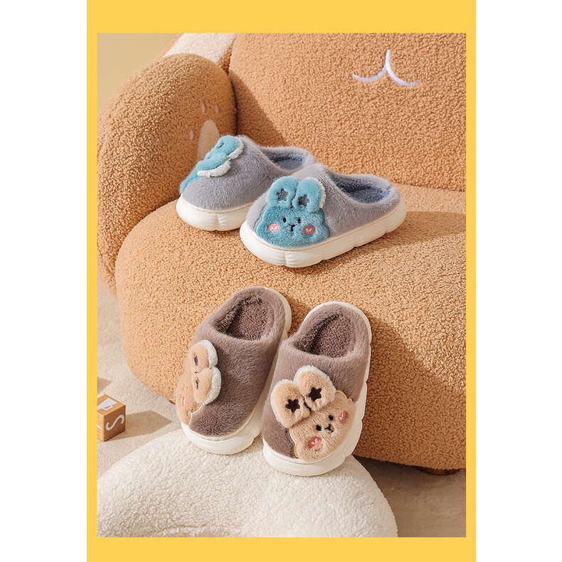(TH34) Dép Bông Trẻ Em, Dép Bông Đi Trong Nhà Cho Bé Họa Tiết Thỏ Đáng Yêu