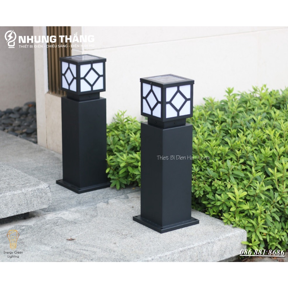 Đèn Sân Vườn Trụ Cột DSV-1165 Chống Nước - Chiều Cao 60cm - Cắm Điện Và Dùng Năng Lượng Mặt Trời -Có Khiển -Kèm Bóng Led