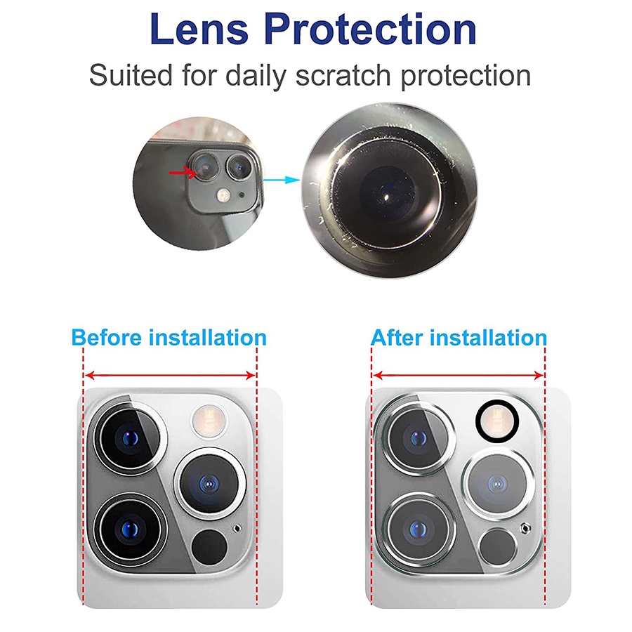 Set 2 Kính Cường Lực Bảo Vệ Camera Sau tương thích Cho iPhone 11 12 13 Pro Max 13 Mini