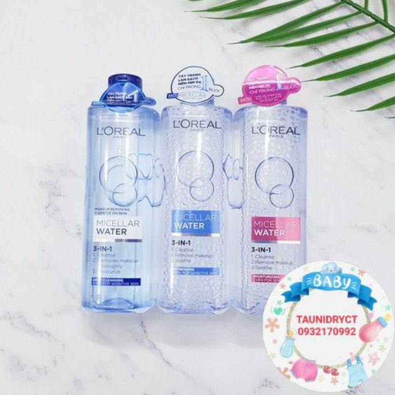 ( Date 2025) Nước tẩy trang cho mọi loại da L'Oreal Paris 3-in-1 Micellar Water 400ml