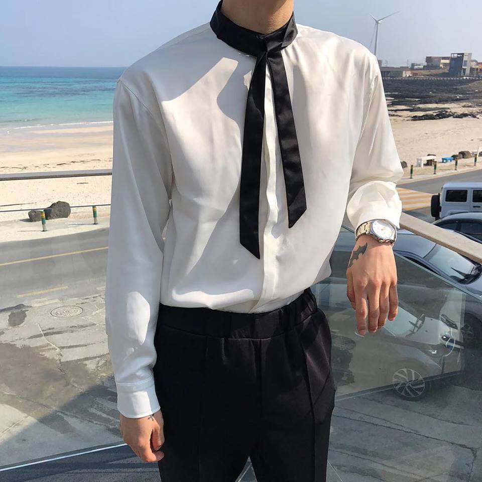 [ICONICMEN'S] Sơ mi unisex , thắt dây nam nữ đều mặc được