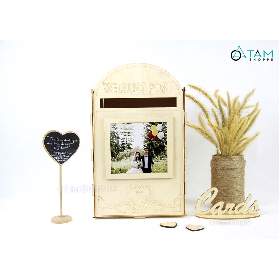 Thùng thư đựng tiền đám cưới gỗ lắp ráp trang trí cưới TTC-02 TTTM