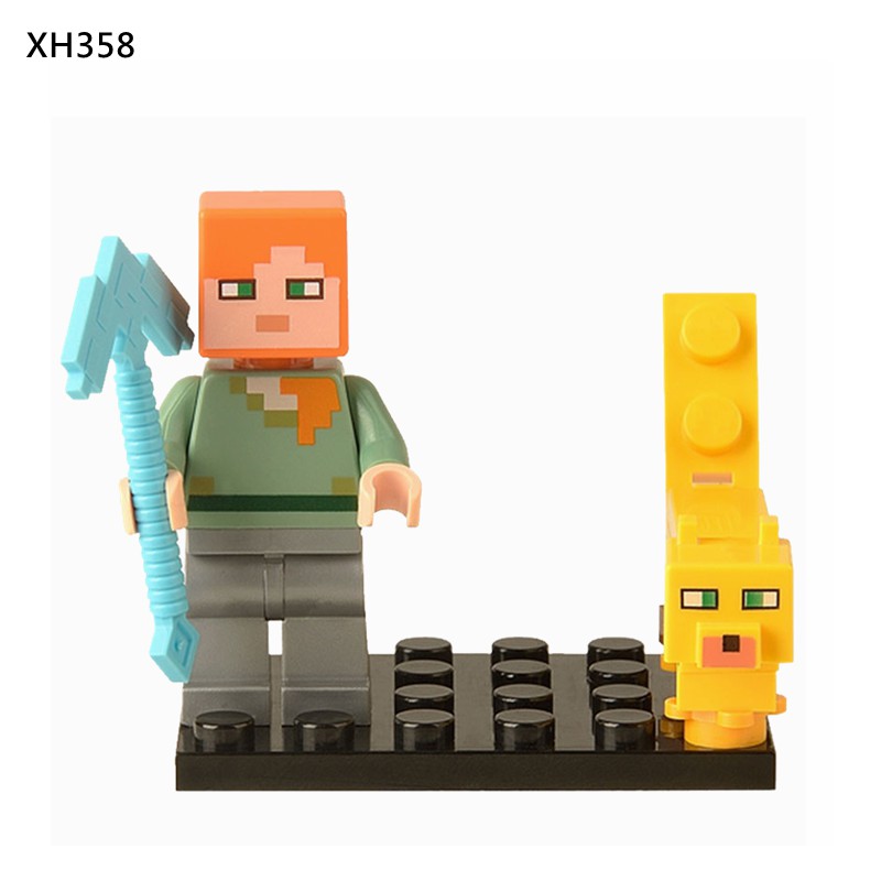 Mô Hình Lắp Ráp Nhân Vật Game Minecraft Cho Trẻ Em Alex Steve Zombie Skeleton Creeper X0127