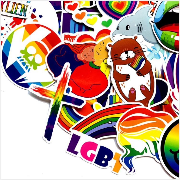 Bộ Sticker dán cao cấp chủ đề CẦU VỒNG LGBT - Dùng dán Xe, dán mũ bảo hiểm, dán Laptop...