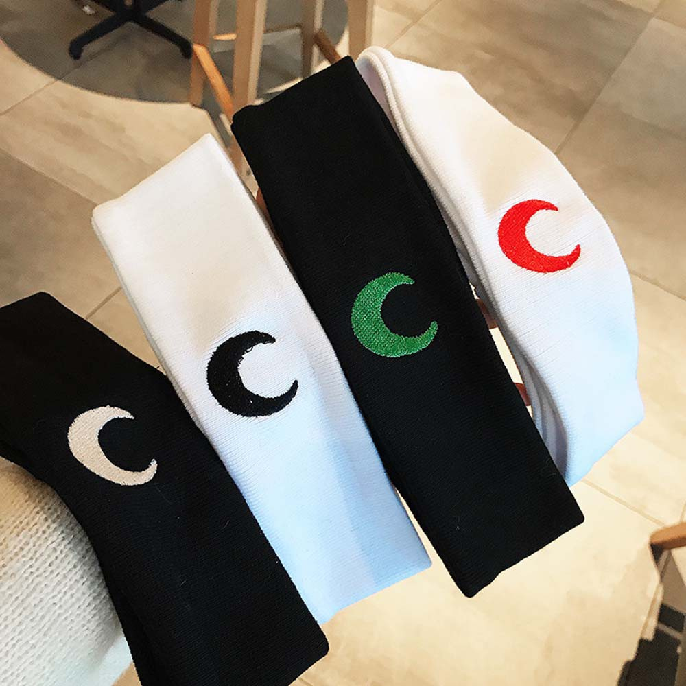 Băng Đô Dệt Kim Mềm Co Giãn Thêu Hình Mặt Trăng Phong Cách Thể Thao Độc Đáo Cho Nữ