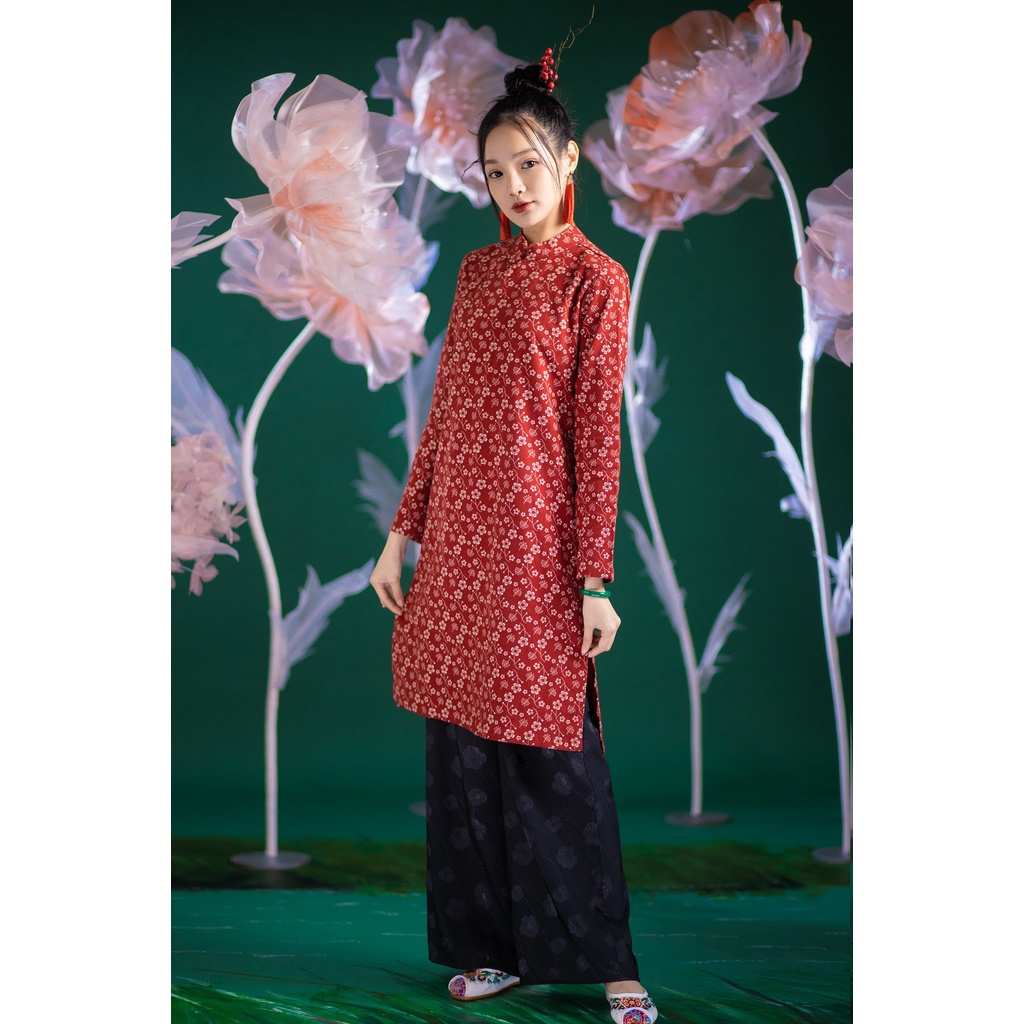 Áo Dài Cà Bông - Họa Tiết Hoa Nhí - Vải B6 - Form Suông Rộng by Mộc AD222