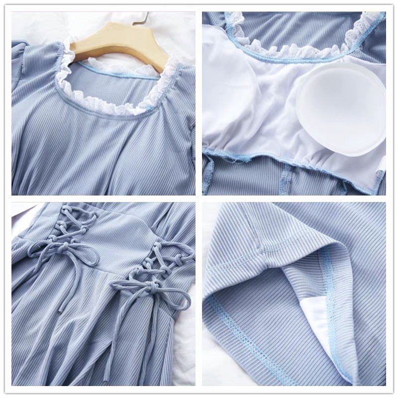 [Có sẵn] ĐẦM BIKNI rút eo tay ngắn phối ren kín đáo - ORRIN CLOSET | BigBuy360 - bigbuy360.vn