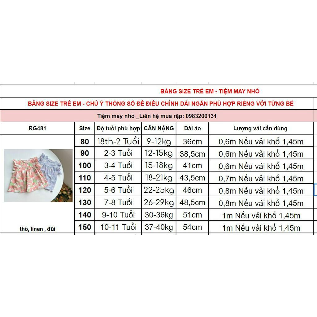 RG481_Rập giấy may áo tay bèo trẻ em