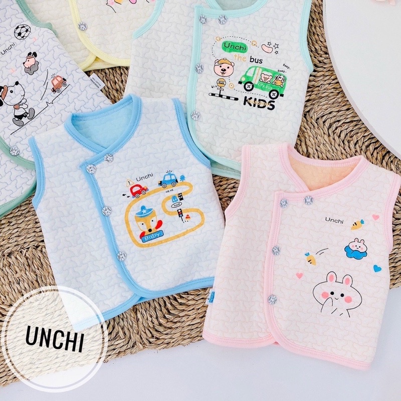 Áo gile nỉ xốp Unchi cài cúc lệch mẫu mới
