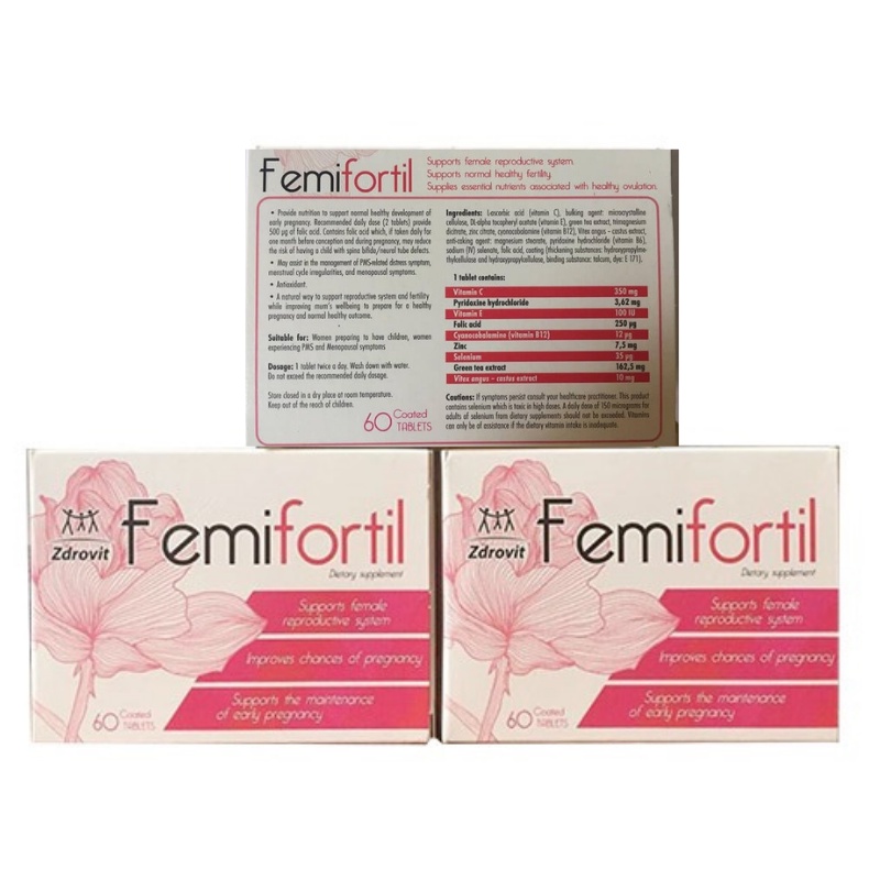 Bổ trứng Femifortil tăng khả năng có thai tự nhiên - Hộp 60 viên