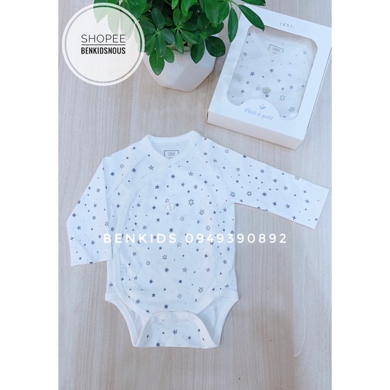 NOUS - Body chip cài lệch dài tay vải petit cho bé trai/bé gái