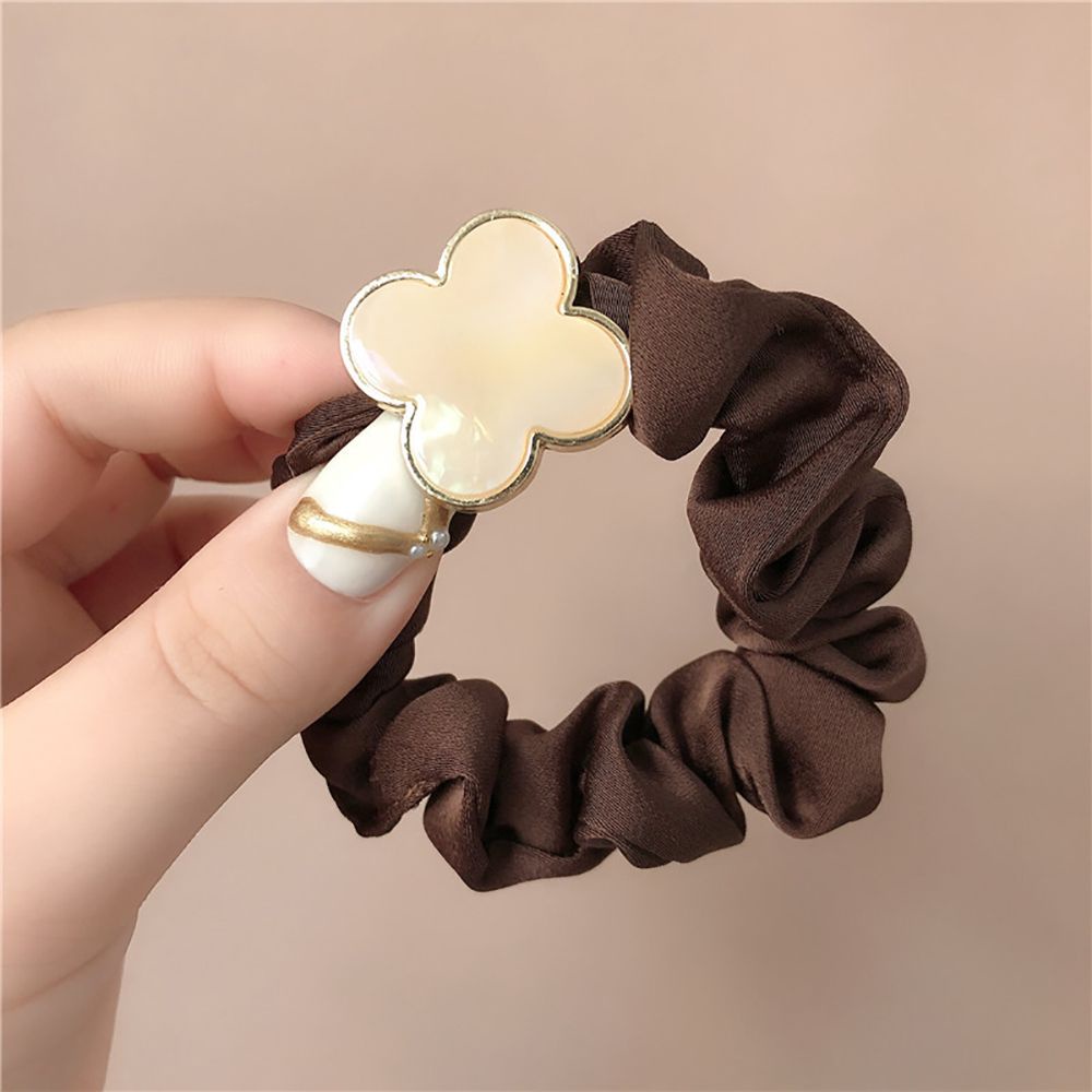 Dây buộc tóc hình cỏ ba lá bằng hợp kim nhiều màu sắc phong cách Hàn Quốc cổ điển cho nữ