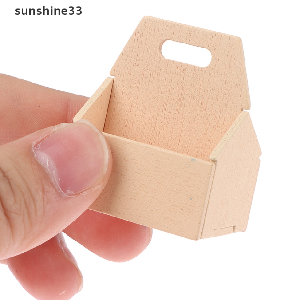 Giỏ đựng trái cây/ thức ăn bằng gỗ tỉ lệ 1 / 12 trang trí nhà búp bê