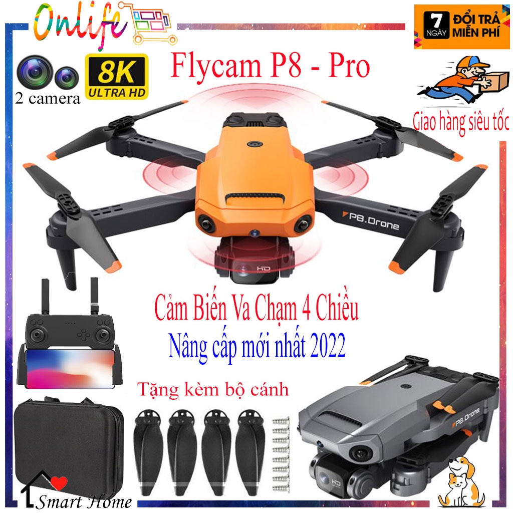 2️⃣0️⃣2️⃣2️⃣ Fly cam quay phim chụp ảnh - bay 15-20 phút, Máy bay Drone trang bị cảm biến va chạm 4 chiều - tặng cánh