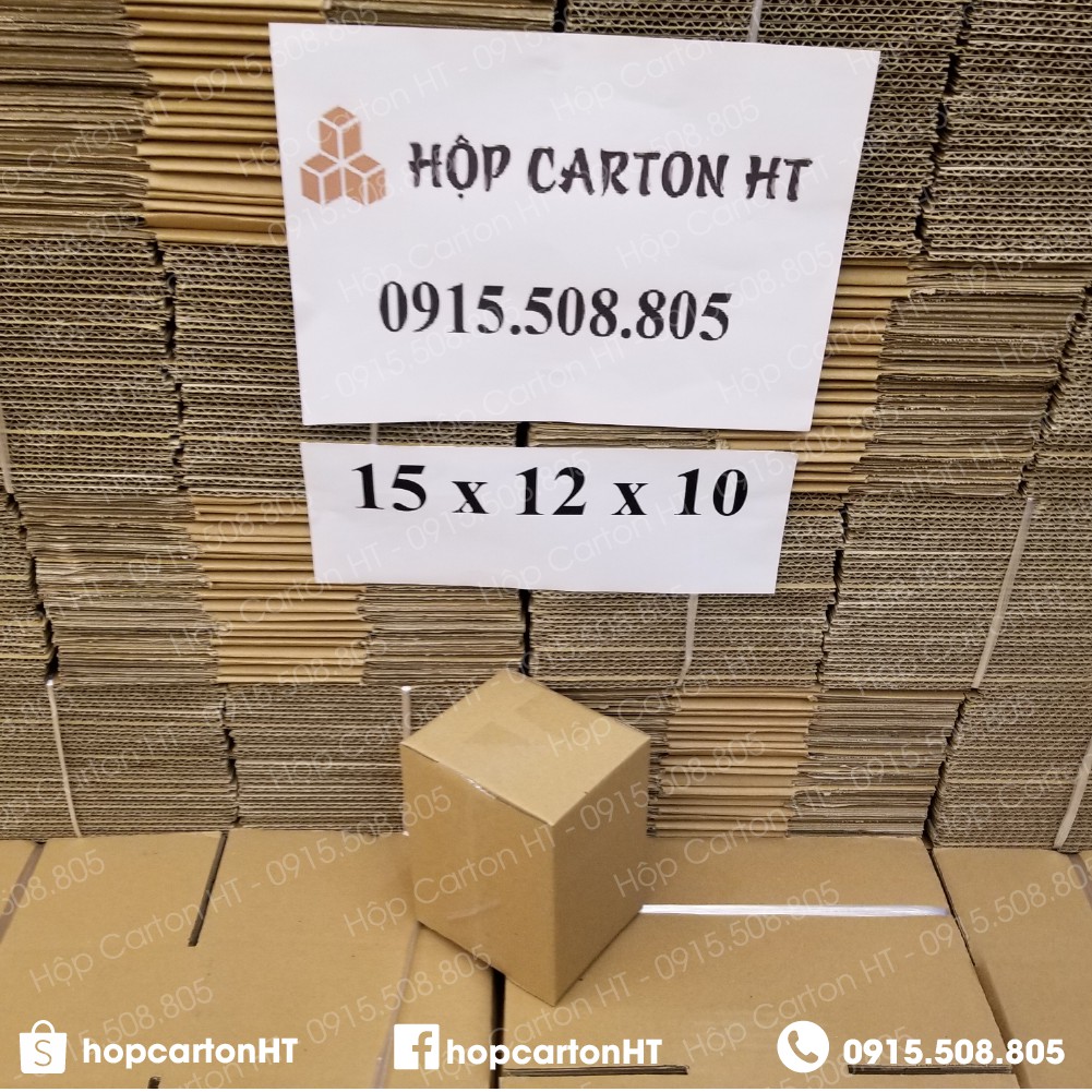 15x12x10 Combo 10 Hộp Carton Đóng Hàng Thùng Giấy Đóng Hàng 3 Lớp Dày Dặn Giá Rẻ - Hộp Carton HT