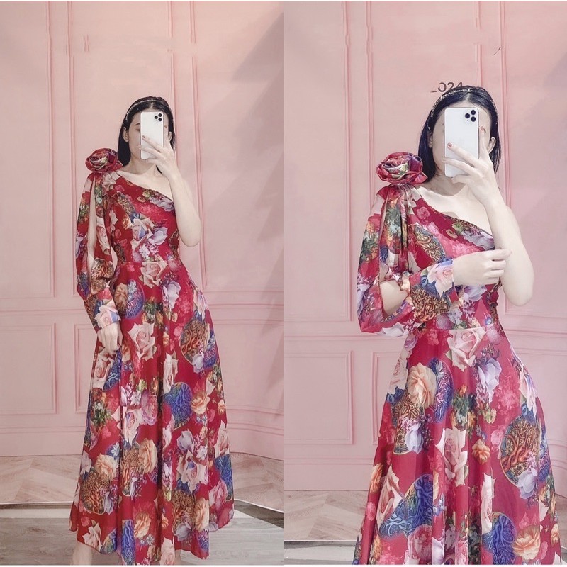 đầm maxi hoa 1 tay | BigBuy360 - bigbuy360.vn