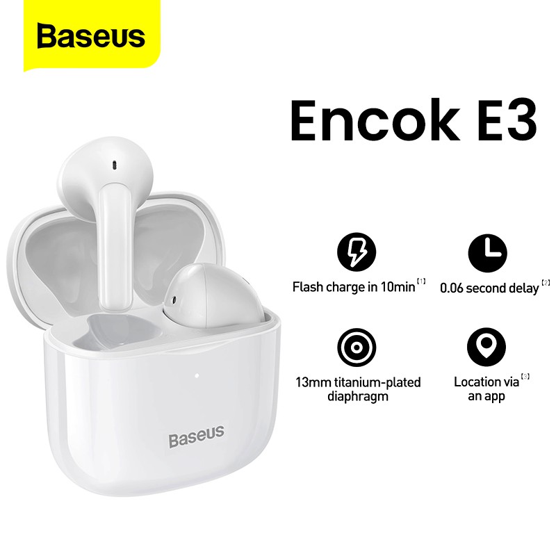 Tai Nghe Không Dây Bluetooth 5.0 Baseus E3 TWS 5.0 Cho iPhone 13 Pro Max