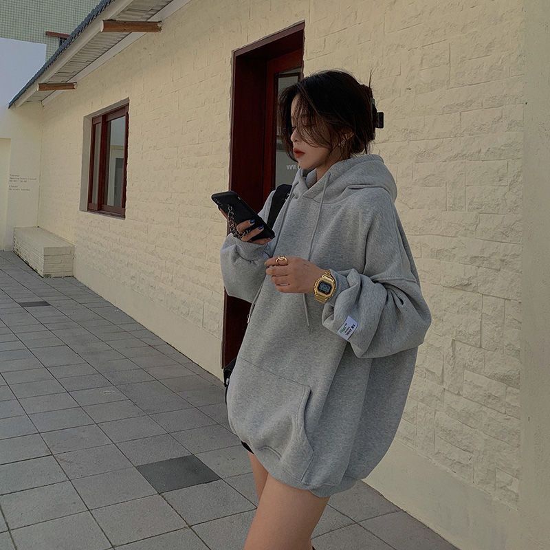 (Có sẵn) Áo hoodie nữ áo nỉ có mũ trơn màu có dây form rộng 3 màu kiểu Hàn Quốc | BigBuy360 - bigbuy360.vn