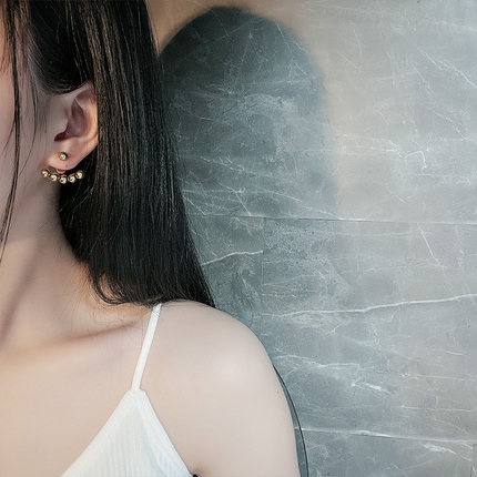 Khuyên Tai Tròn Bằng Thép Titan Đính Hạt Có Thể Điều Chỉnh Thời Trang Mới