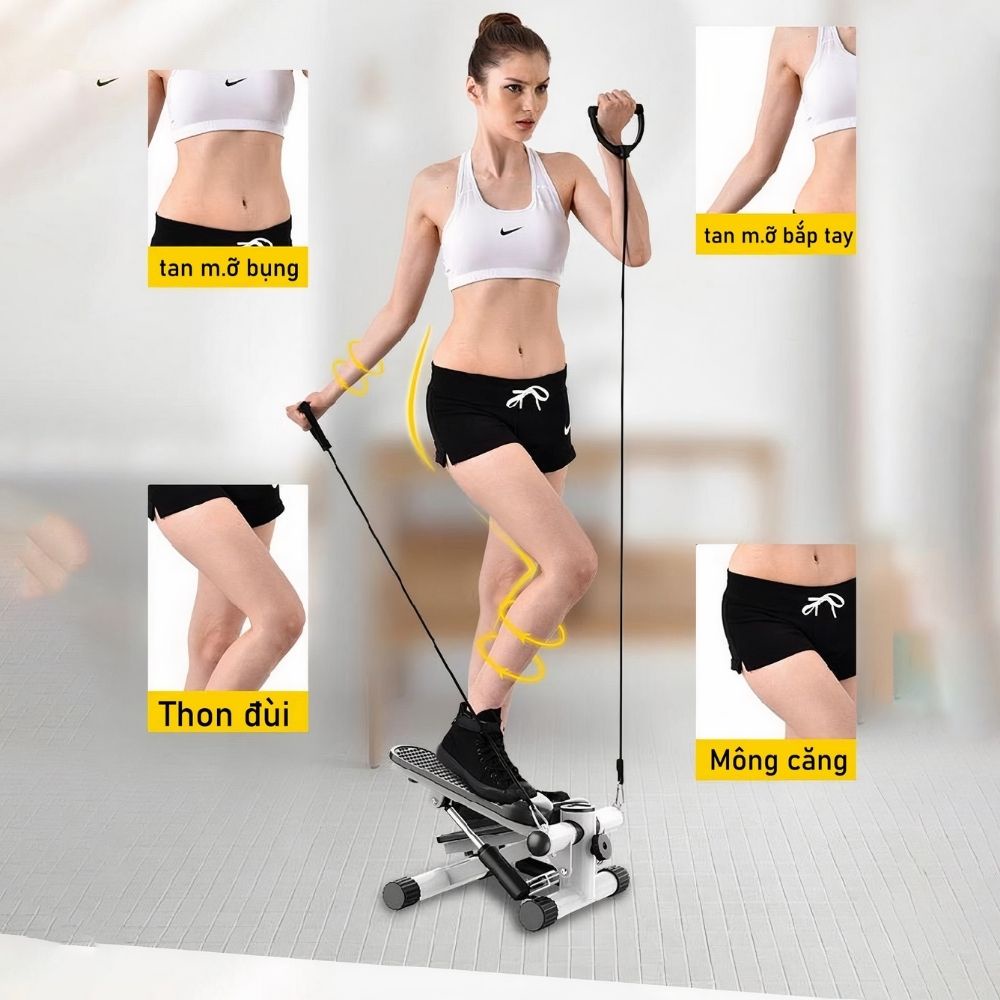 Máy chạy bộ tại nhà mini STEPPER - Tặng dây kéo và thảm kê - giảm cân thể dục tại chỗ gấp gọn bằng cơ trên không Xiaomi