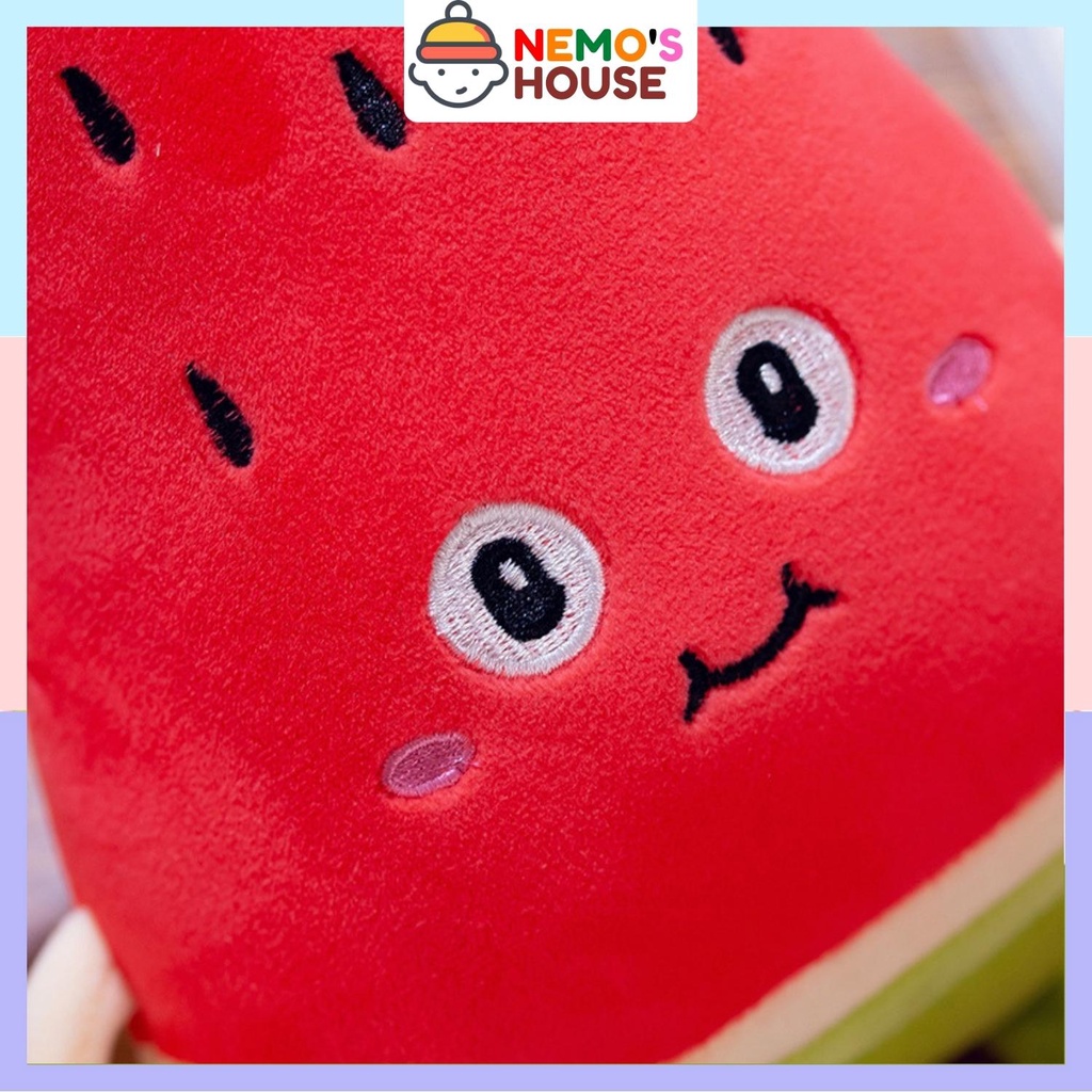 Dưa hấu bông mềm mịn cute giá rẻ, thú nhồi bông mini đáng yêu cho bé
