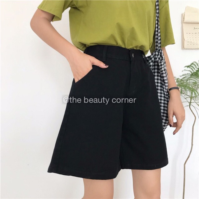 Quần Short Ống rộng chất kaki thun co giãn trắng đen kem cạp cao Dáng Hàn Quốc (có bigsize) | BigBuy360 - bigbuy360.vn