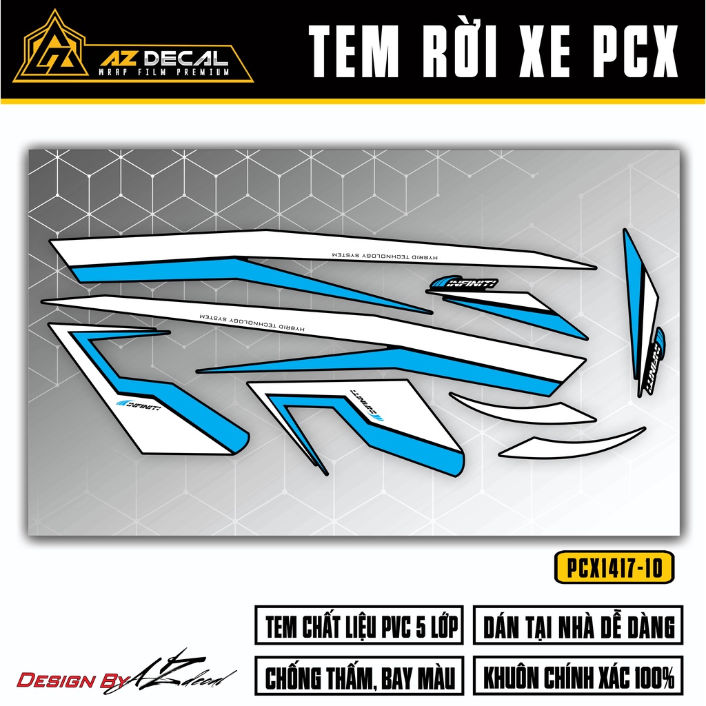 Tem Rời Dán Xe PCX Thiết Kế Infinity | PCX-10 | Decal Chế Dán Xe PCX 125 150 160 Chống Nước, Bền Màu