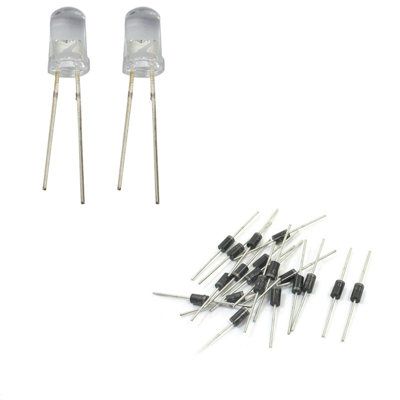 Set 20 Đi Ốt Chỉnh Lưu Đèn Led 60v 5a Sr560 & 100 Bóng 5mm 10 Màu Sắc